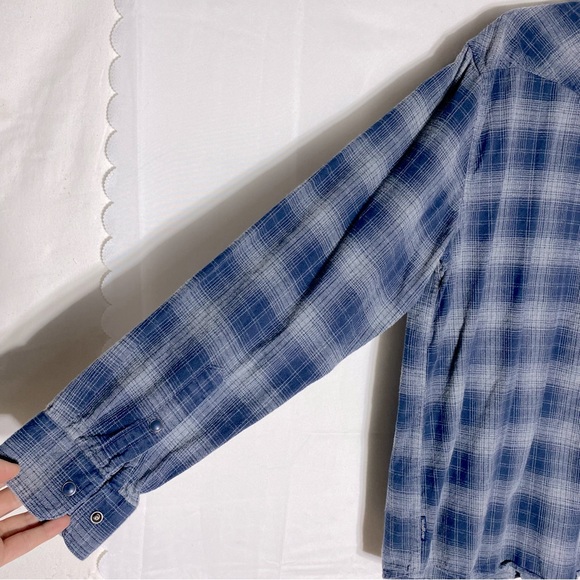 Wind River Blue Grey Cotton Plaid Long Sleeve Button Up Shirt L - Picture 11 of 14